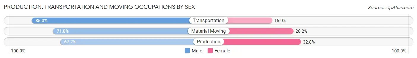 Production, Transportation and Moving Occupations by Sex in Area Code 385