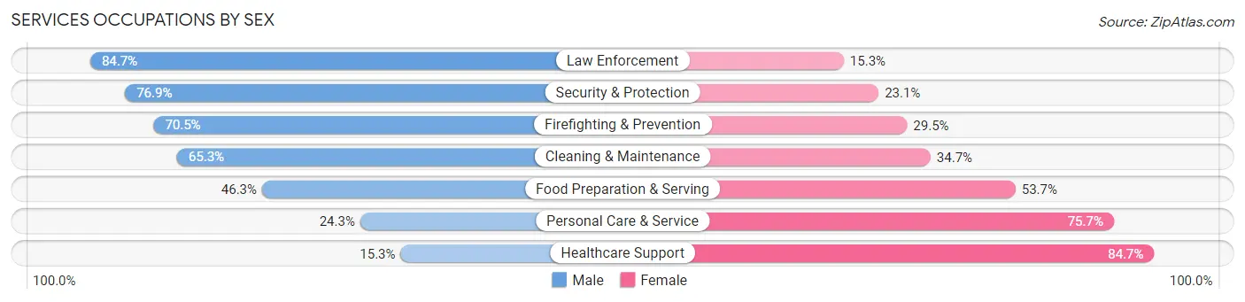 Services Occupations by Sex in Area Code 484