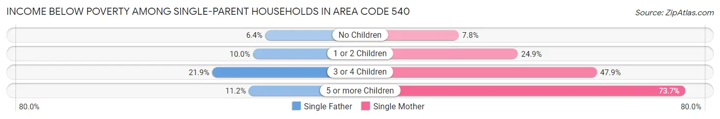 Income Below Poverty Among Single-Parent Households in Area Code 540
