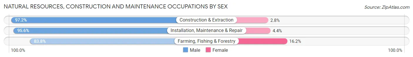 Natural Resources, Construction and Maintenance Occupations by Sex in Area Code 563
