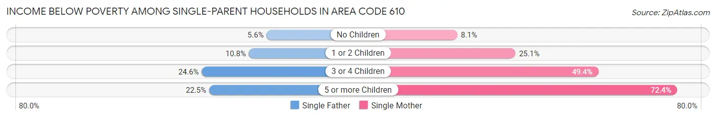Income Below Poverty Among Single-Parent Households in Area Code 610