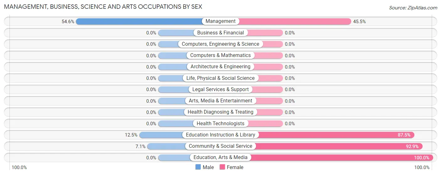 Management, Business, Science and Arts Occupations by Sex in Akiak