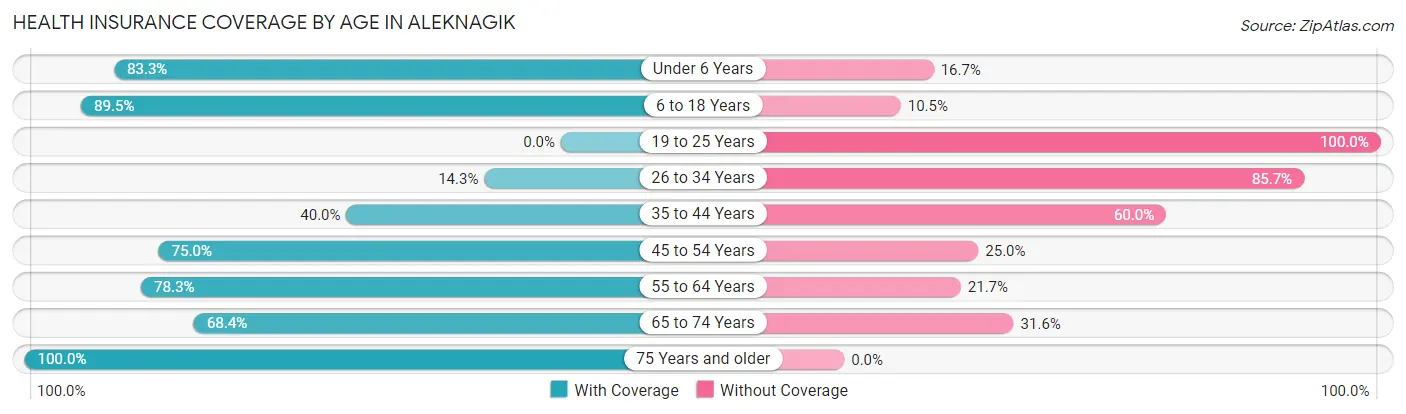 Health Insurance Coverage by Age in Aleknagik