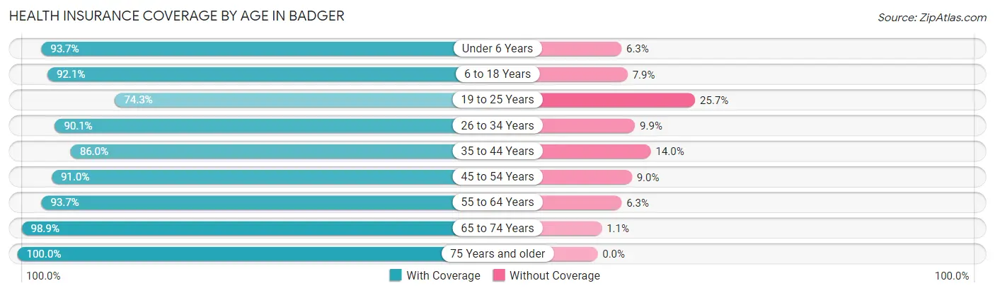 Health Insurance Coverage by Age in Badger