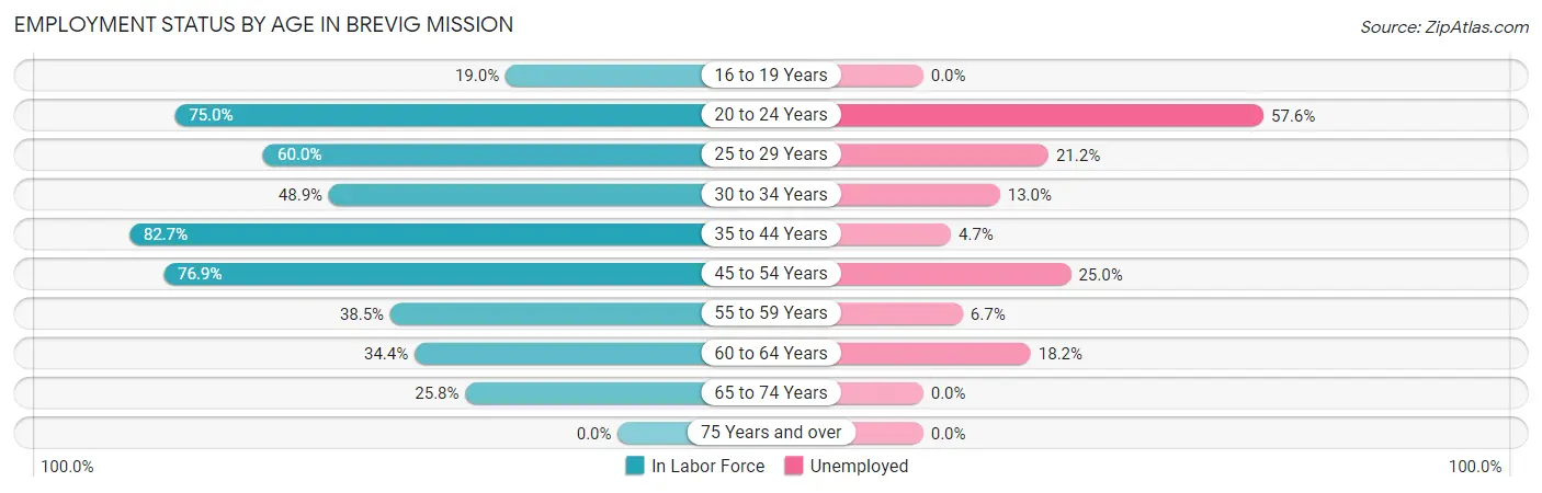 Employment Status by Age in Brevig Mission