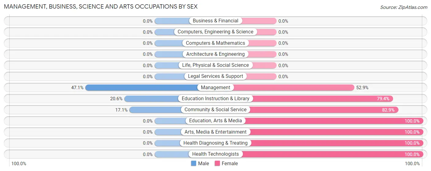 Management, Business, Science and Arts Occupations by Sex in Brevig Mission
