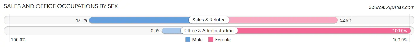 Sales and Office Occupations by Sex in Brevig Mission