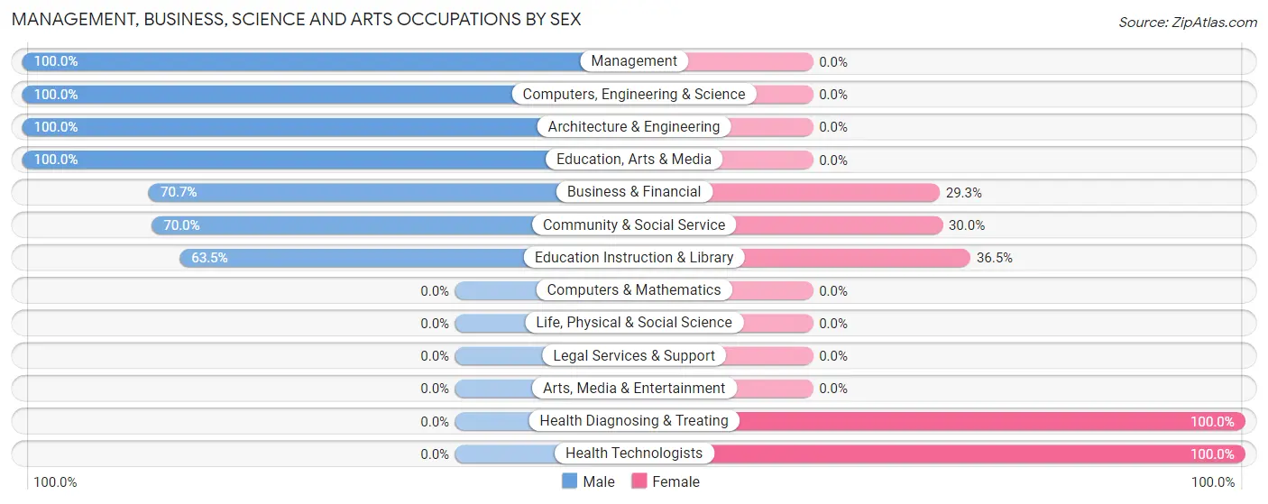 Management, Business, Science and Arts Occupations by Sex in Ester