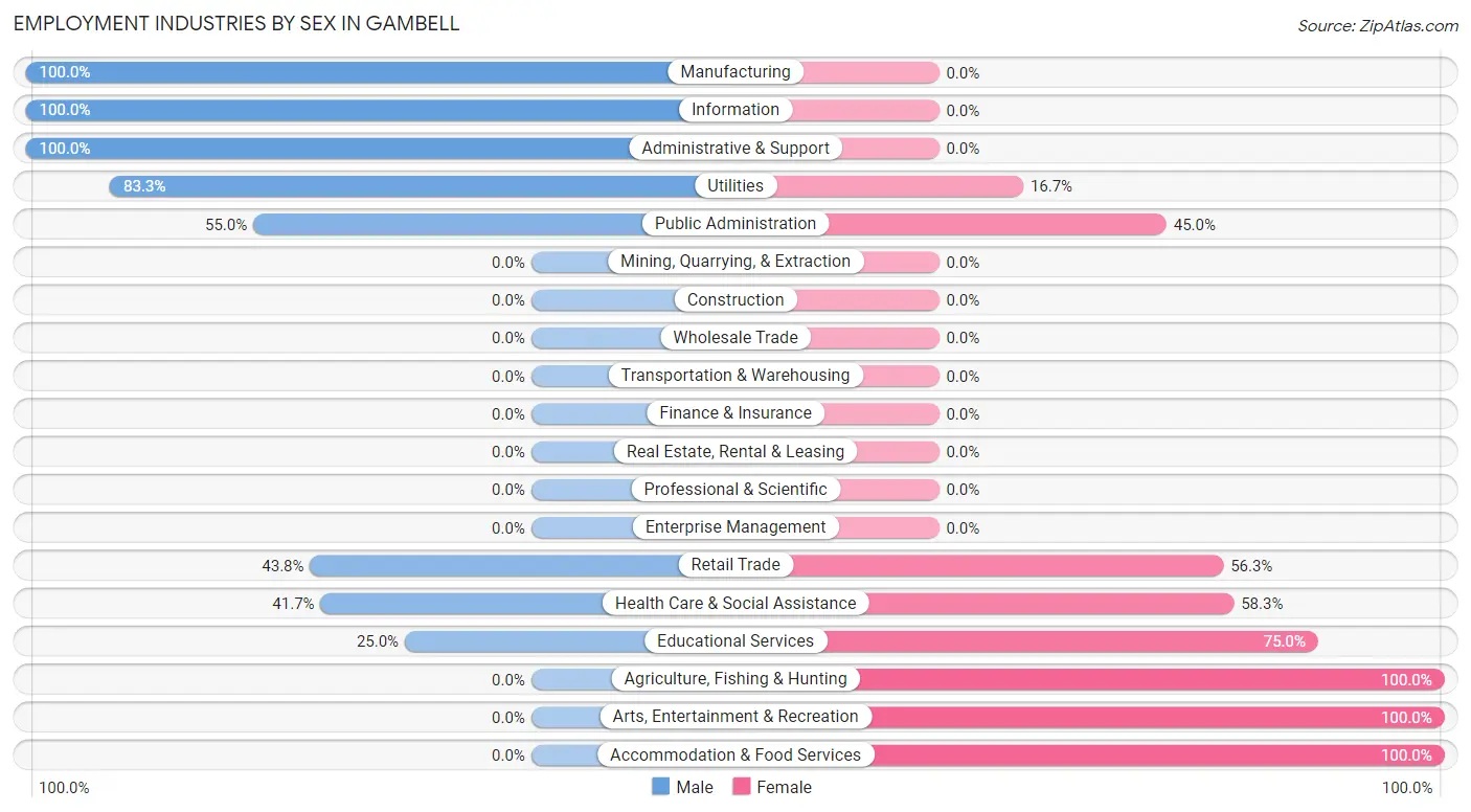 Employment Industries by Sex in Gambell
