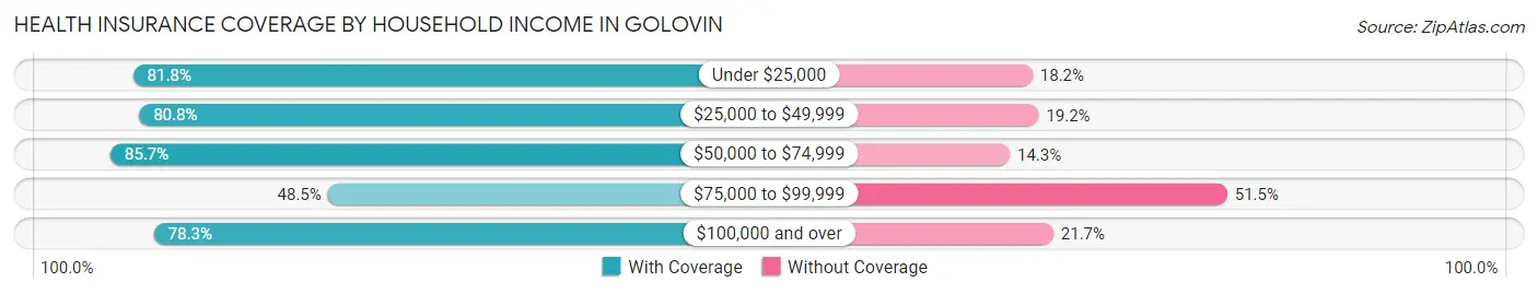 Health Insurance Coverage by Household Income in Golovin