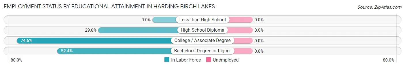 Employment Status by Educational Attainment in Harding Birch Lakes