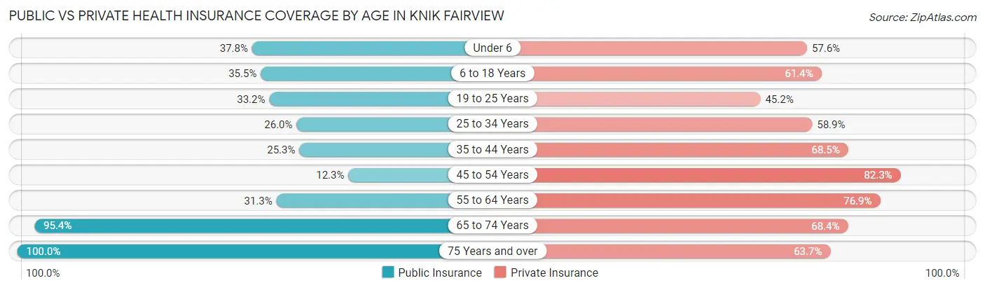 Public vs Private Health Insurance Coverage by Age in Knik Fairview