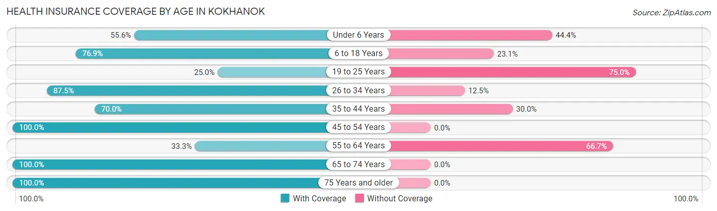 Health Insurance Coverage by Age in Kokhanok