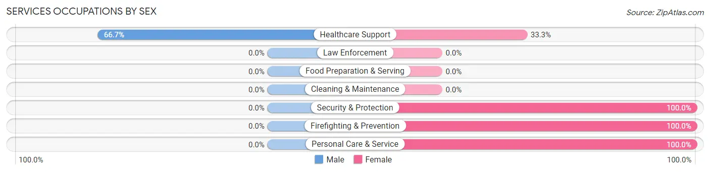 Services Occupations by Sex in Kokhanok