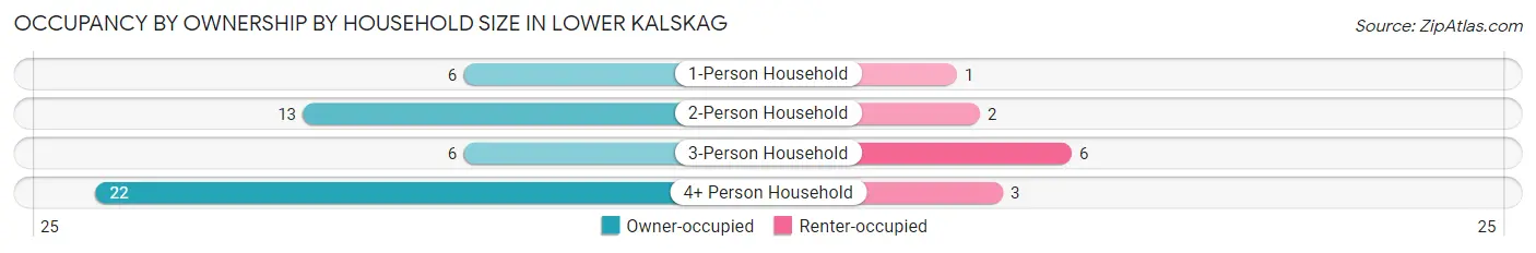 Occupancy by Ownership by Household Size in Lower Kalskag
