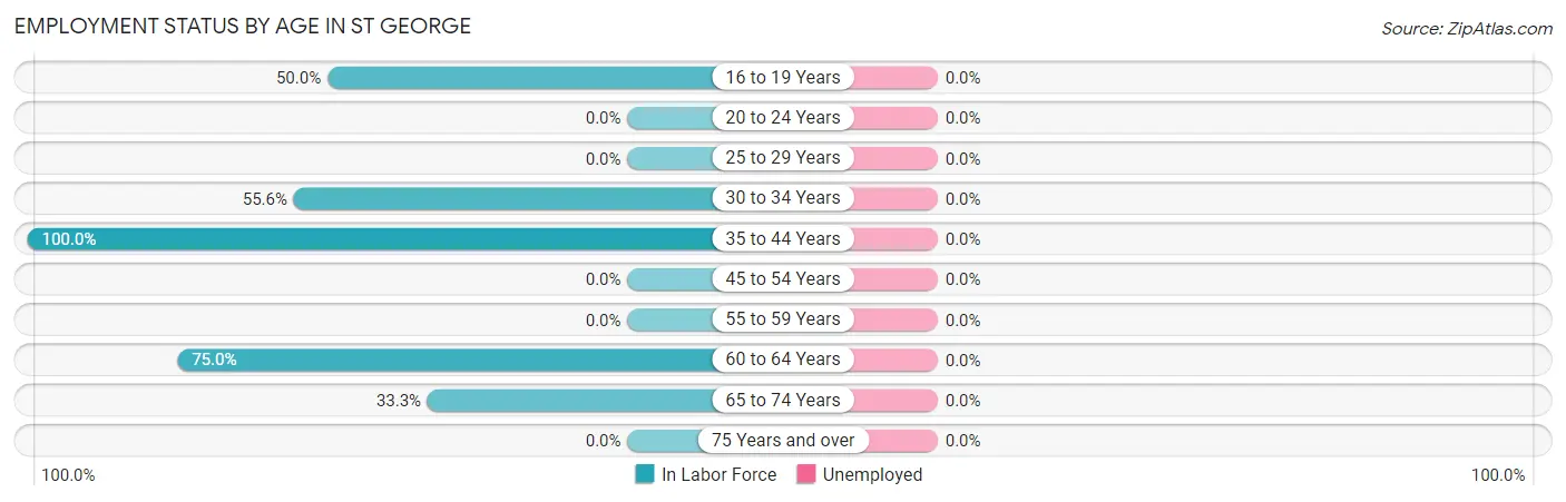 Employment Status by Age in St George