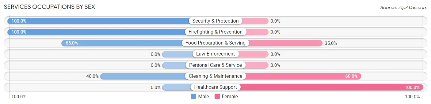 Services Occupations by Sex in Willow