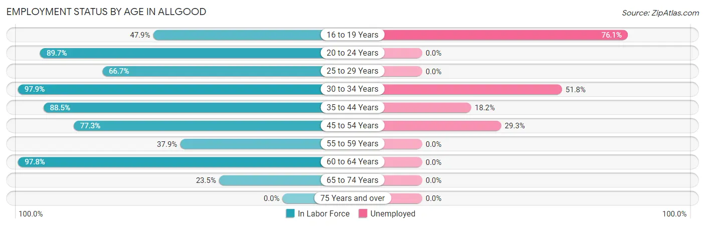 Employment Status by Age in Allgood