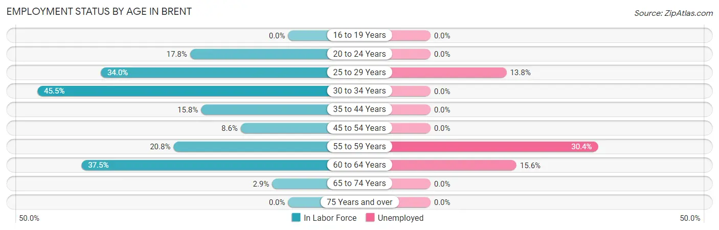 Employment Status by Age in Brent