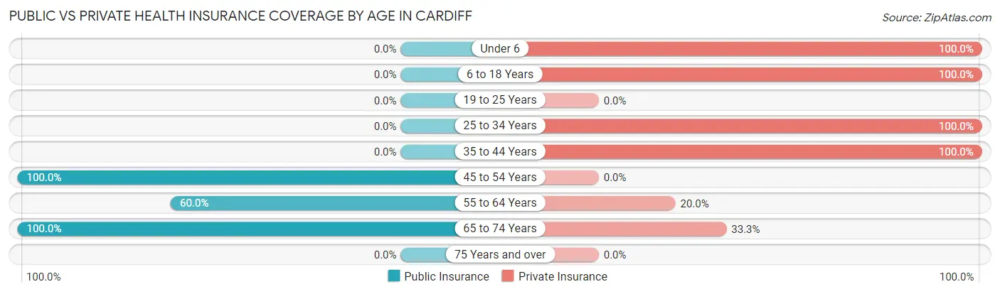 Public vs Private Health Insurance Coverage by Age in Cardiff