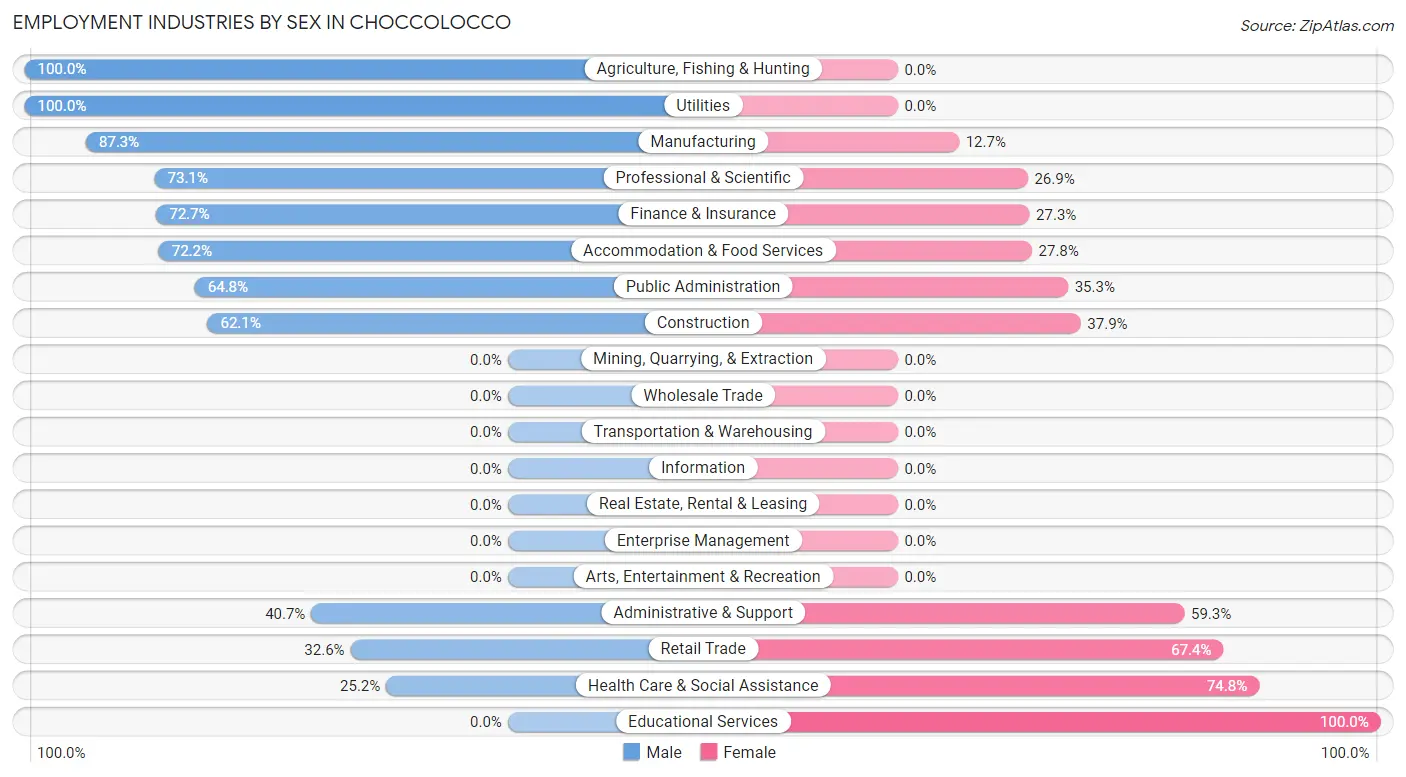 Employment Industries by Sex in Choccolocco