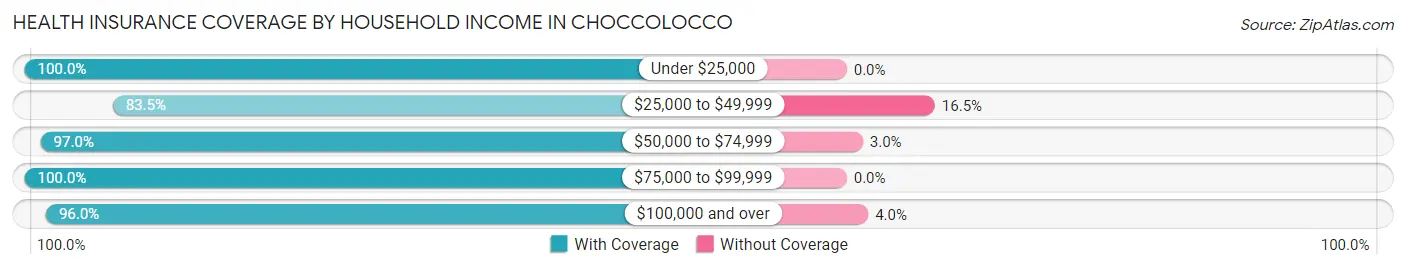 Health Insurance Coverage by Household Income in Choccolocco