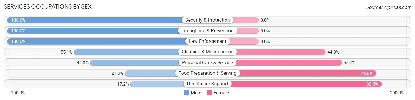 Services Occupations by Sex in Clay