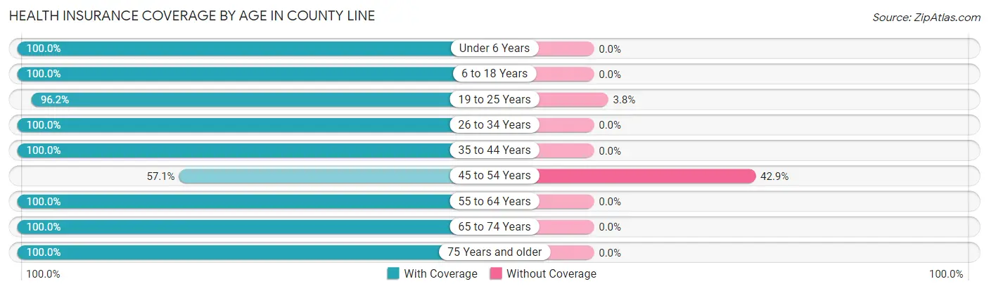 Health Insurance Coverage by Age in County Line