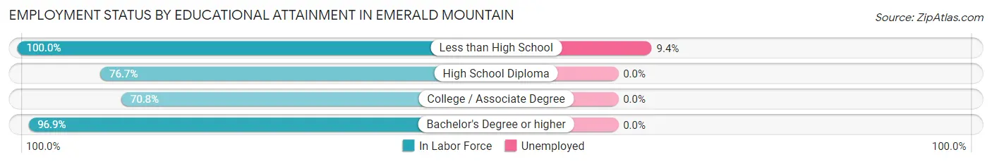 Employment Status by Educational Attainment in Emerald Mountain
