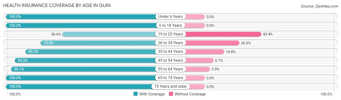 Health Insurance Coverage by Age in Guin
