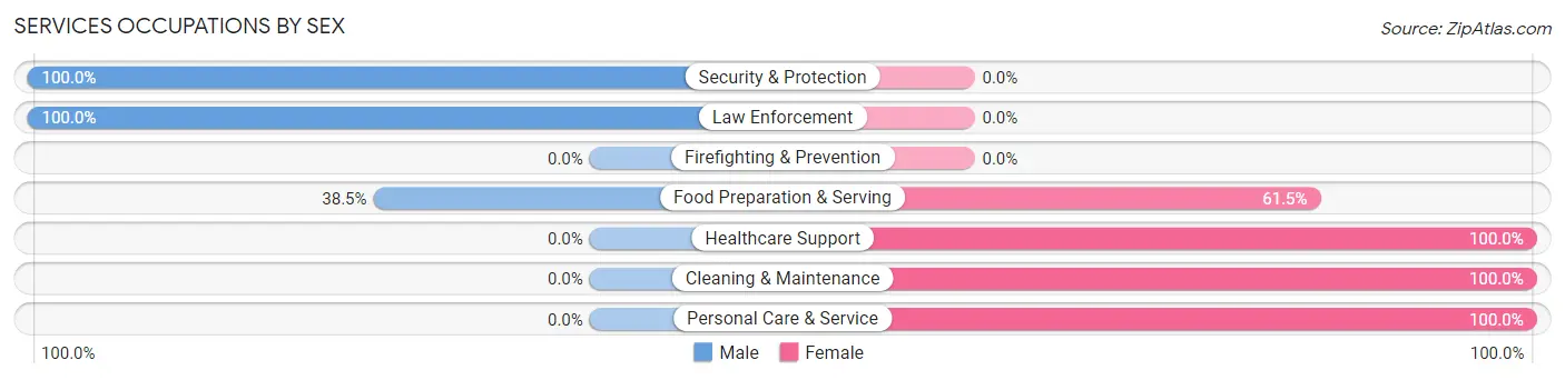 Services Occupations by Sex in Hartford