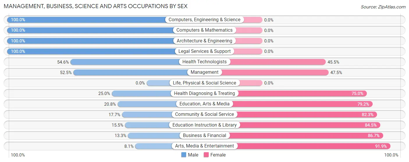 Management, Business, Science and Arts Occupations by Sex in Jemison