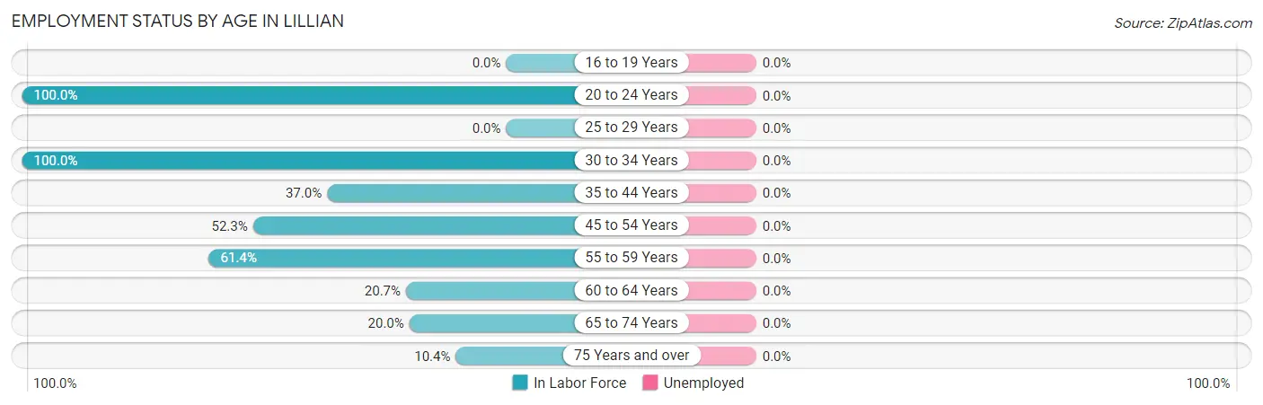Employment Status by Age in Lillian