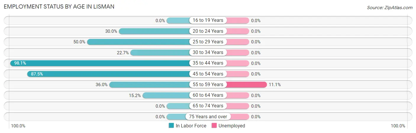 Employment Status by Age in Lisman