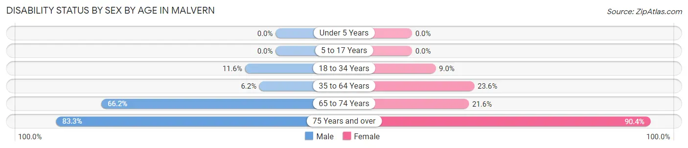 Disability Status by Sex by Age in Malvern