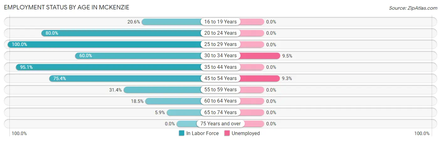 Employment Status by Age in McKenzie