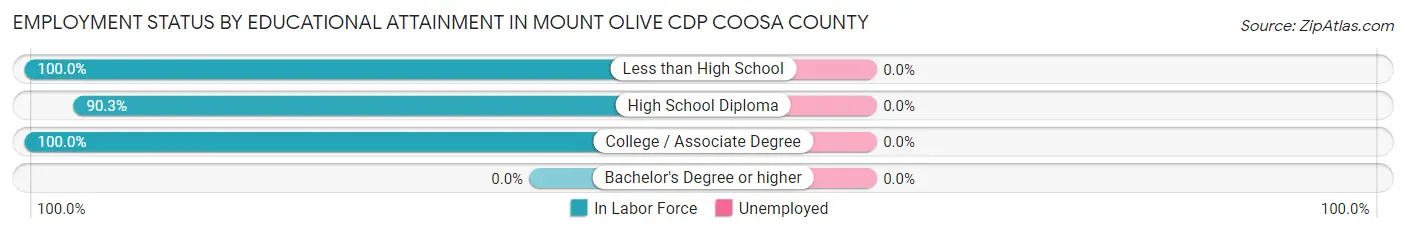 Employment Status by Educational Attainment in Mount Olive CDP Coosa County