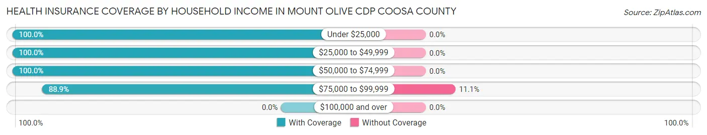 Health Insurance Coverage by Household Income in Mount Olive CDP Coosa County