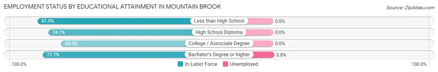 Employment Status by Educational Attainment in Mountain Brook