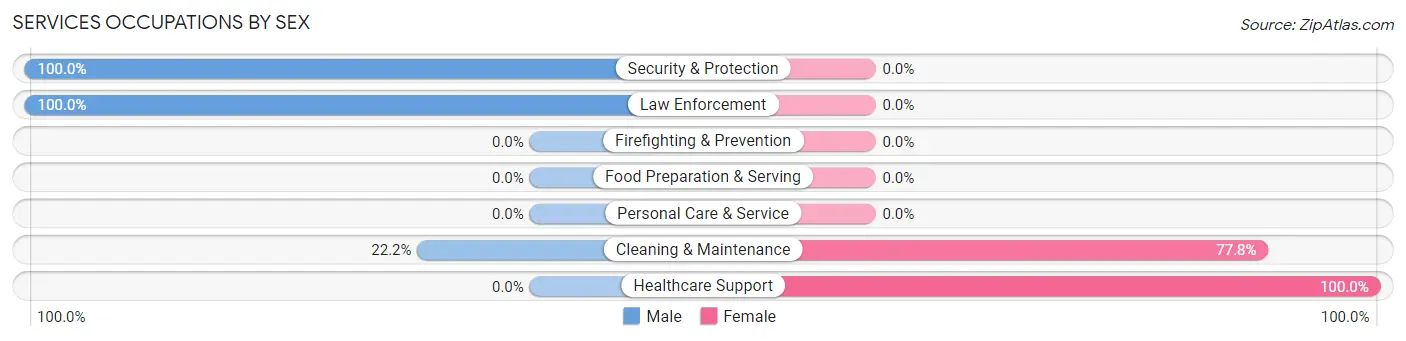 Services Occupations by Sex in Nauvoo