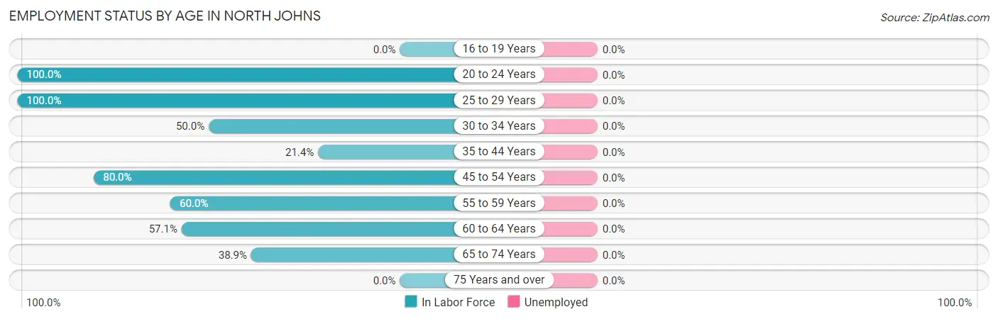 Employment Status by Age in North Johns
