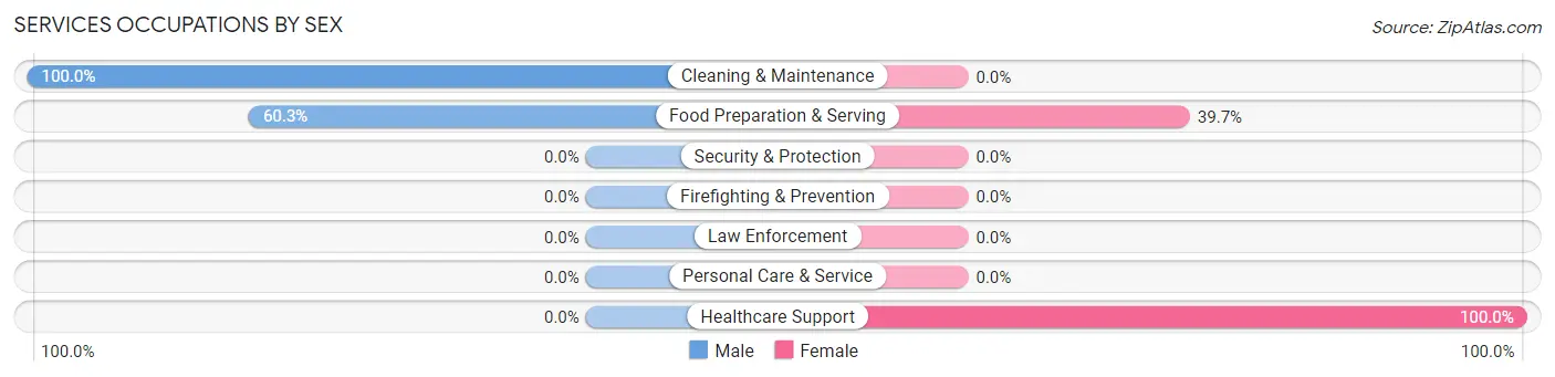 Services Occupations by Sex in Our Town