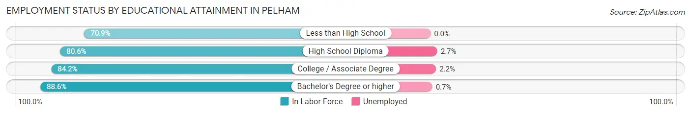 Employment Status by Educational Attainment in Pelham
