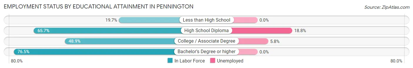 Employment Status by Educational Attainment in Pennington
