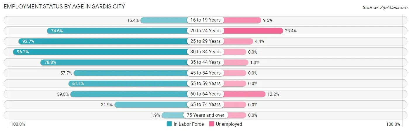 Employment Status by Age in Sardis City