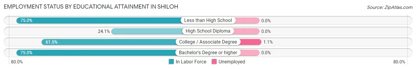 Employment Status by Educational Attainment in Shiloh