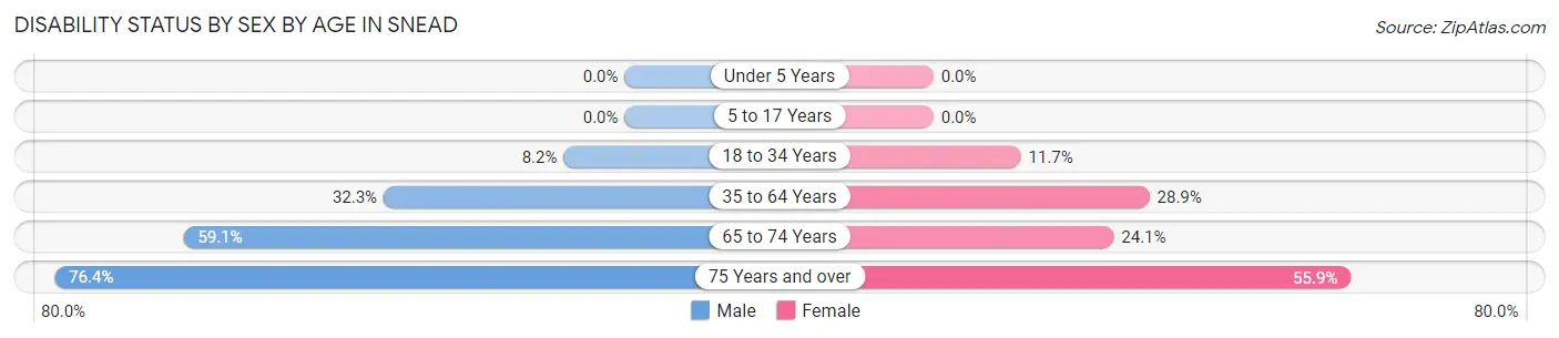 Disability Status by Sex by Age in Snead