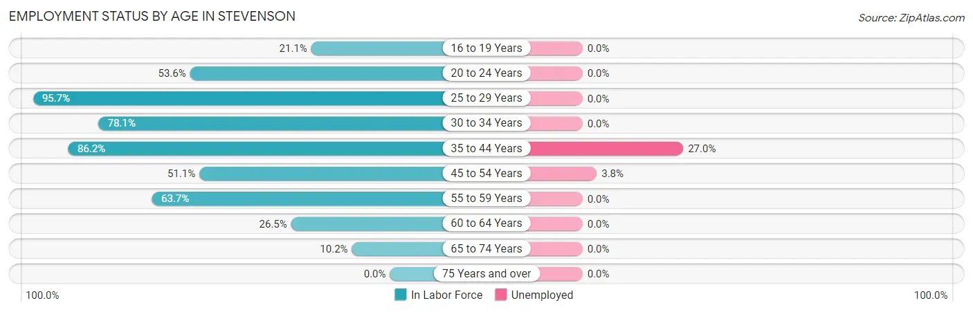 Employment Status by Age in Stevenson