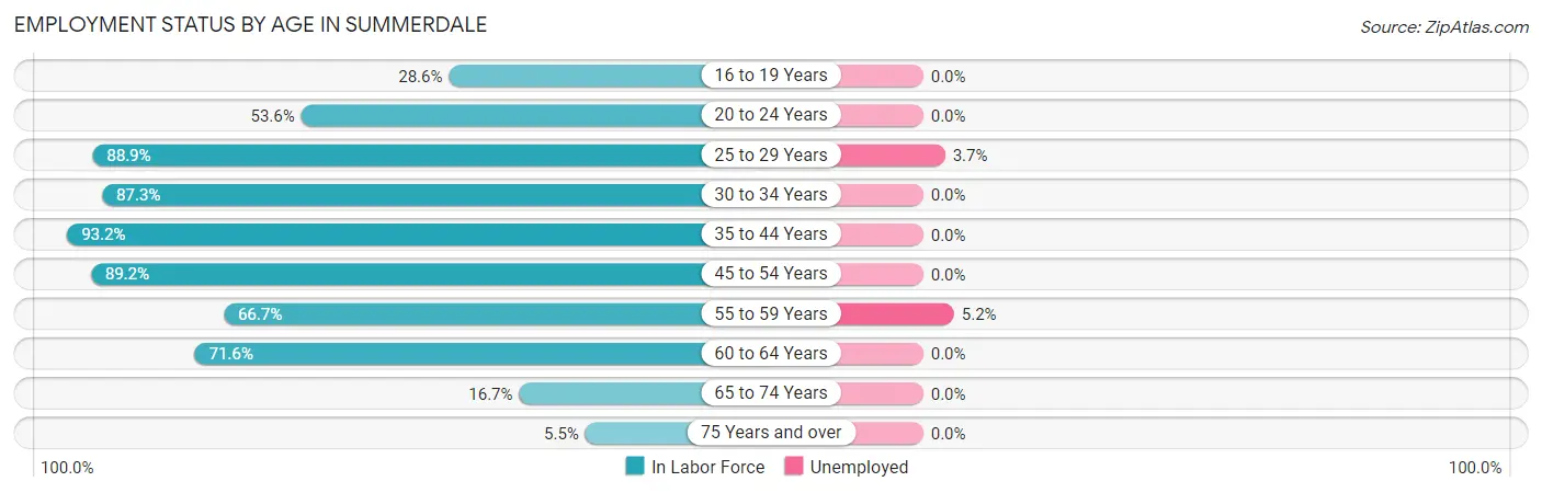 Employment Status by Age in Summerdale