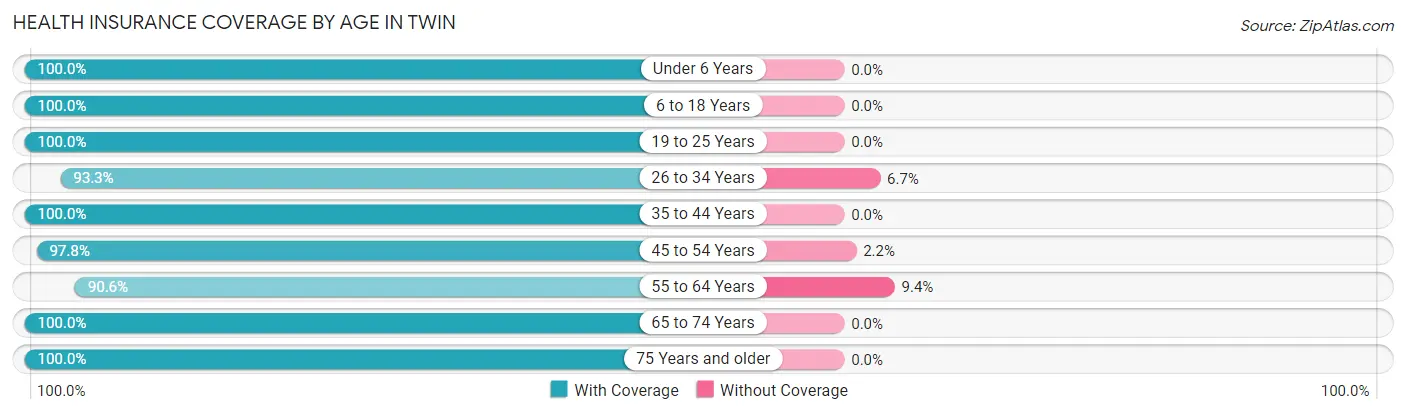 Health Insurance Coverage by Age in Twin